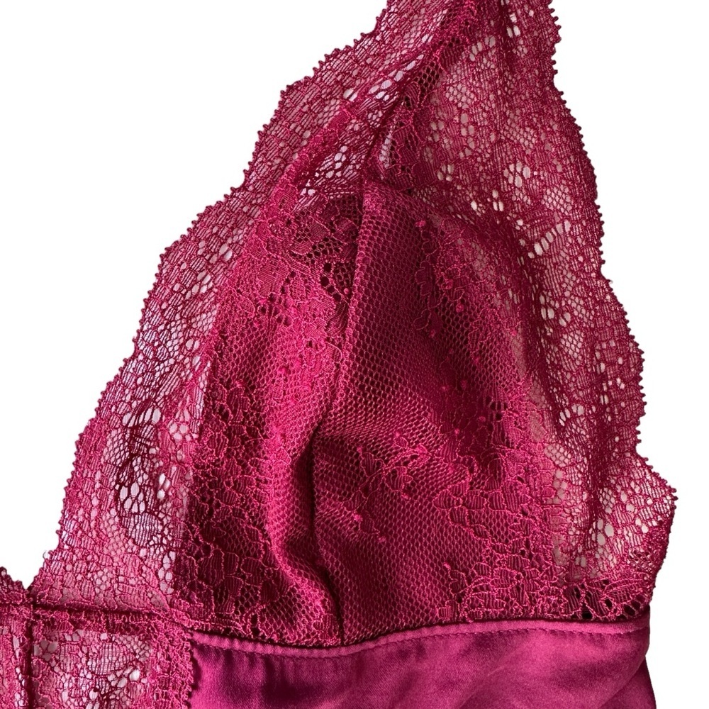 VICTORIA'S SECRET LACE SILK SATIN BABYDOLL CAMI TOP LINGERIE  WOMENS S MAROON - Picture 6 of 16